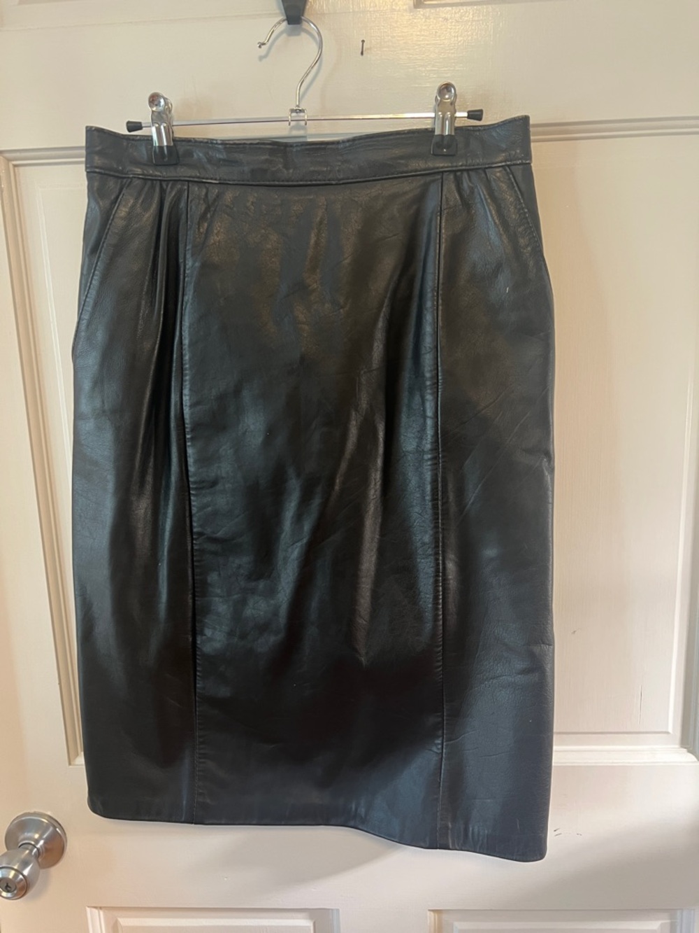 Vintage genuine leather pencil skirt